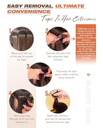 Sunny Hair Tape in Hair Extensions Real Human Hair Invisible Remy Hair Extensions Tape ins for Women Jet Black 20 inch 20Pcs 50G - 20 Inch - Remy 1-#1 Jet Black thumbnail 8
