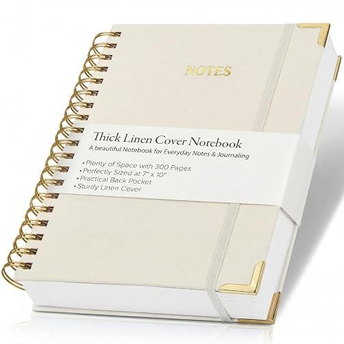 Aesthetic Thick Spiral Notebook Journal For Women in B5 Format - Modern Linen Hardcover College Ruled Note Book With 300 Lined Pages - Perfect For Writing And Staying Organized at Work or School thumbnail 9