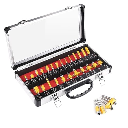 UTRUSTTO Router Bits 25 Pieces, 1/4 Inch Shank Tungsten Carbide Router Bit Set, for Professional and Beginners Carpenter - Image 1