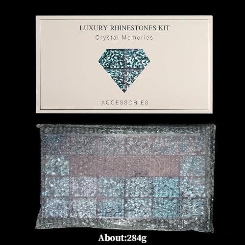 Yzzseven 14 Types of 700 Lake Blue Diamonds + 2100 Flat Rhinestones Mix 20 Styles Flatback DIY Crafts Rhinestone Crystals 3D Ornament‌s Flat Back Stones Set + Tweezers + Drill Pen thumbnail 8