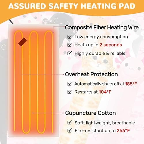Cat Heating Pad for Period Cramps Menstrual Pain Relief, Portable Electric Heat Pads USB Powered, Cute Stuff Stuffed Animals Funny Gifts for Women Teen Girls Kids Cat Lovers Birthday Easter Christmas thumbnail 7