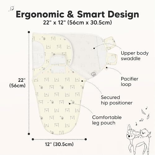 3-Pack Organic Baby Swaddle Sleep Sacks - Swaddles for Newborns, Infant 0-3 Months, Baby Girls, Boys, Soft & Snug Newborn Sleep Sack, Nursery Swaddling Blankets, Easy to Use (Bumble Bear) thumbnail 2