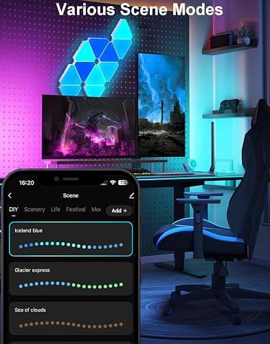 Triangle LED Lights for Gaming Setup, RGB Triangle Wall Lights for Bedroom, Smart Home Light Panels Works with Alexa Google Assistant,APP/Voice/Remote Controlled,Music Sync Gaming Room Decor,12 Pack thumbnail 6
