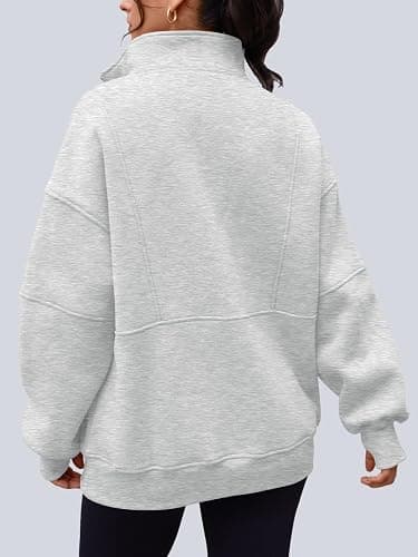 AUTOMET Women's Quarter Zip Oversized Sweatshirt Fleece Mock Neck Pullover | Half Zip, Pockets, Thumb Hole, Teen Oversized Hoodie, Pullover Fleece Jacket, Fall Clothes, Cozy Winter Outfits thumbnail 3