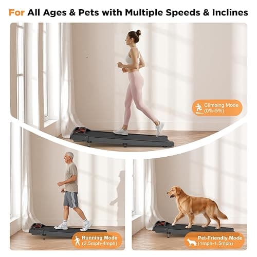 2.5HP Walking Mat with Incline pad,Under Desk Treadmill, Walking Running Pad with Remote, 3 in 1 Low Noise Small Mini Portable Treadmill with Led Screen, Compact Treadmills for Home, 265lbs Capacity thumbnail 5