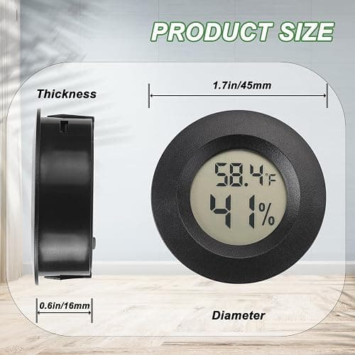 Mini Hygrometer Thermometer Digital Humidity Meter Indoor/Outdoor Humidity Monitor Reptile Thermometer for Humidors Greenhouse Garden Cellar Fahrenheit(℉)/ Celsius(℃) 2 Pack thumbnail 2