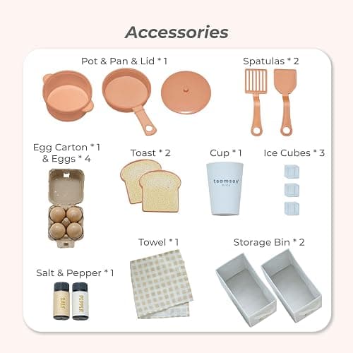 Teamson Kids Little Chef Savannah Off-White Play Kitchen for Girls & Boys with Sink, Fridge & 21 Accessories, Pretend Toy Kitchen Set for Toddlers Ages 3+ with Storage & Modular Design thumbnail 8