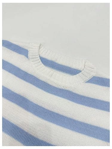 Milumia Women's 2 Piece Outfit Striped Ribbed Long Sleeve Sweater Top Shorts Set Knitwear thumbnail 4
