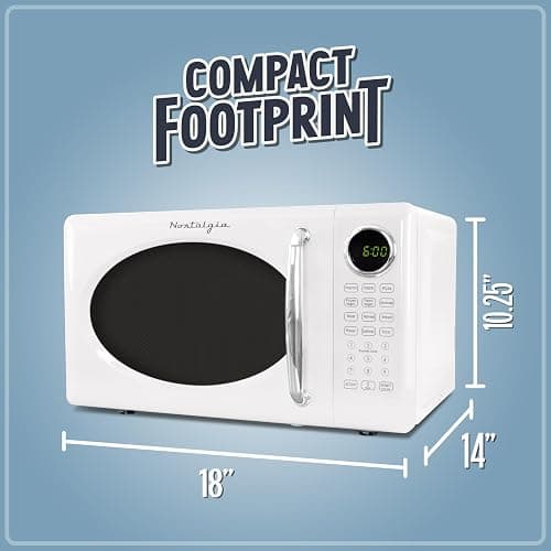 Nostalgia Retro Microwave Oven - 0.7 Cu Ft, 700-Watt Countertop Size with Glass Turntable, Child Safety Lock, 8 Auto-Cook Programs, Digital Clock - White thumbnail 3