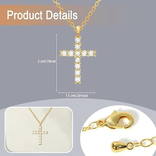 NOMOKOS Cross Necklace for Women - 18K Gold Plated Gold Necklace Cross Pendant Necklaces Dainty Simple Tiny Choker Necklaces for Women Trendy Jewelry thumbnail 7
