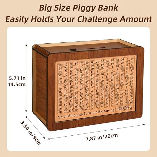 10000 Kakeibo Wooden Money Saving Challenge Box Cash Vault Piggy Bank for Adults Kids Savings Goals Smash Box Saver (10 Amounts) thumbnail 2