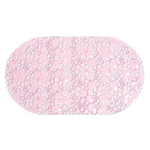 OHS Bath Mat Non Slip Anti Mould Pink, Long Shower Mat with Suction Cups Flexible Oval PVC Bathtub Mats Shower Mats for Inside Shower Bathtub Adults Elderly Kids - 70cm x 35cm - Image 1