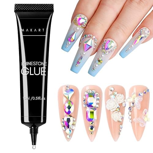 Makartt Nail Rhinestone Glue, Super Strong Gel Nail Glue for Rhinestones, 3D Art Design Charms and Gems, for Jewel Crystal Beads Gems Diamonds, UV/LED Need, Easy Use, 15ML - Image 1