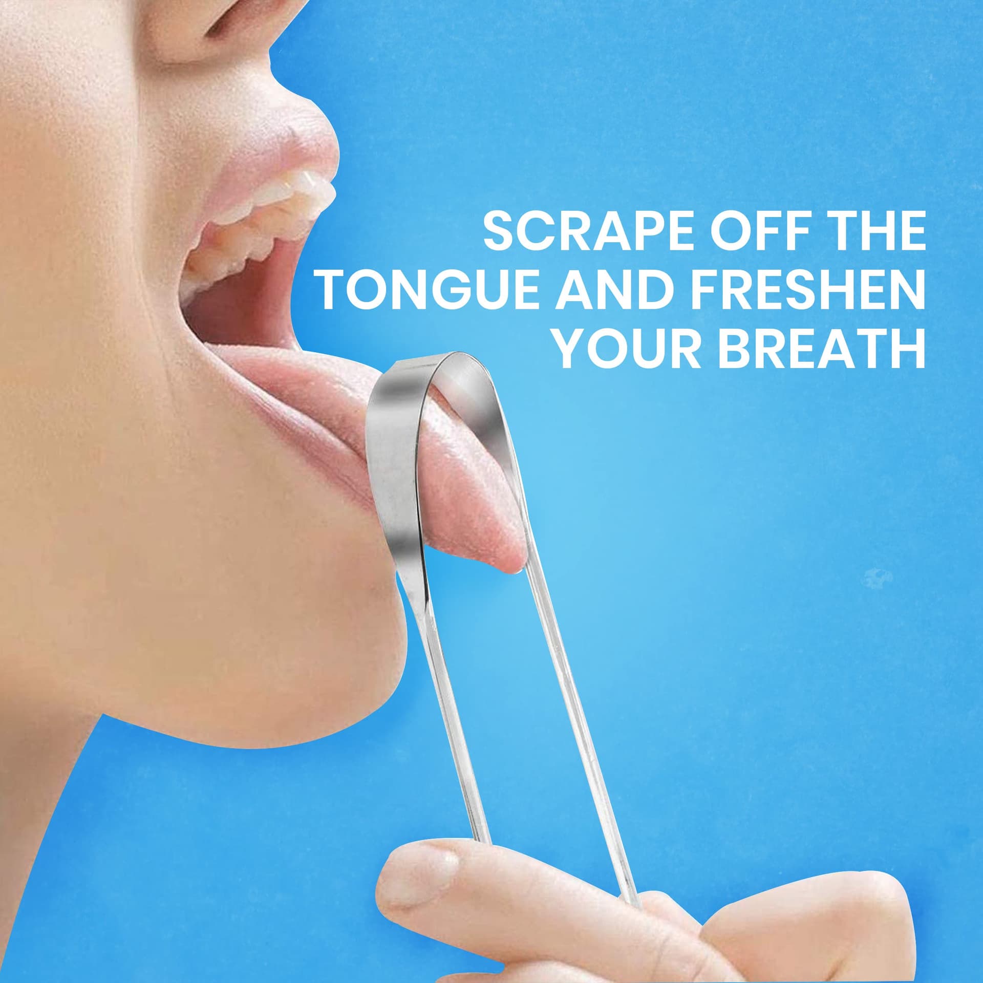 Adult Tongue Scraper by HOKIN (1 Piece Oral Care Package) Stainless Steel Tongue Cleaners Reduce Bad Breath 100% Metal Sturdy Scrapers Hygiene Product for Men and Women thumbnail 3