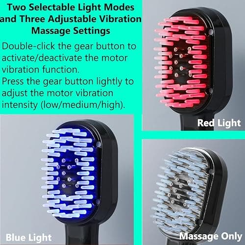 ThreeH Electrical Hair Treatment Brush with Red Light - at-Home Salon Grade Scalp Massager for Deep Nourishment White thumbnail 5