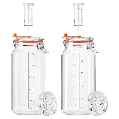 JILLMO 2L Wide Mouth Fermentation Jar with Airlock & Weight, 2 Pack | Fermentation Kit for Homemade Kimchi, Sauerkraut, Pickles and More thumbnail 9