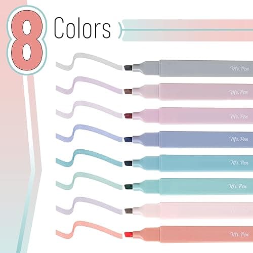 Mr. Pen- Aesthetic Cute Highlighters, 8 pcs, Chisel Tip, Earthy Colors, Assorted Colors,No Bleed Bible Pastel Highlighter Set thumbnail 3