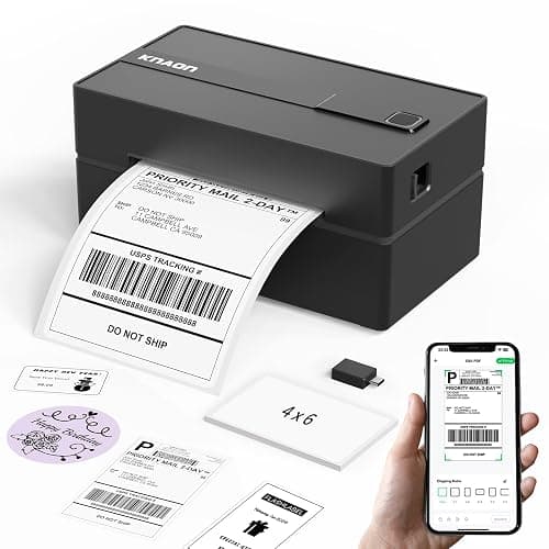 KNAON Bluetooth Thermal Shipping Label Printer 4x6 for Small Business,Black | High-Speed Thermal Label Printer, Perfect for Home, Office & Small Biz, Ideal for Etsy, Shopify, USPS,Includes 10 Test Sheets - Image 1