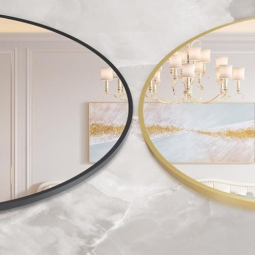 Garvee 24 in Round Mirror for Wall, Gold Metal Frame Circle Mirror, Round Bathroom Mirror for Wall Decor, Rounds Mirror for Entryway, Vanity, Bedroom, Easy to Install thumbnail 2