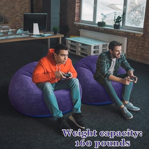 Realspring Inflatable Bean Bag Chairs Outdoor Blow up Camping Chairs Inflatable Lazy Sofa Folding Portable Bean Bag Loungers Couch for Movie Night(Blue,6 Pcs) thumbnail 4