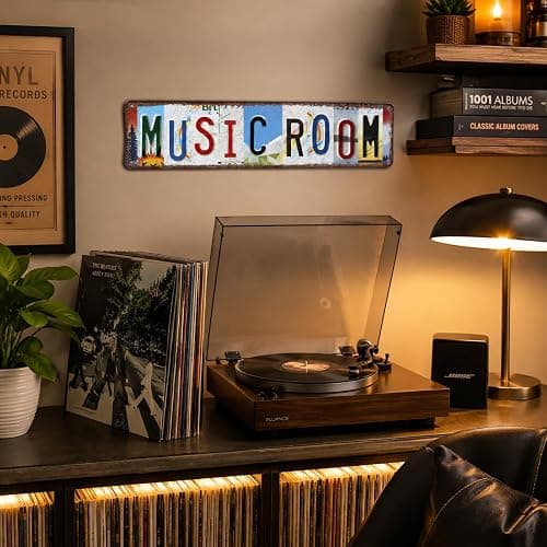 Music Room Vintage Metal Tin Sign, License Plate Style Wall Decor, Colorful Retro Design 4×16 Inch (26002) thumbnail 2
