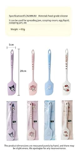 Cartoon silicone spatula, long handle non-stick rubber, heat-resistant, suitable for cream, jam, blenders, and applicable for cooking and baking (Pink melody) thumbnail 2
