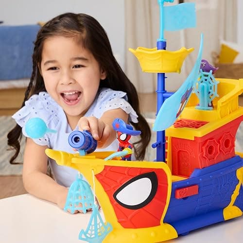 SPIDEY AND HIS AMAZING FRIENDS Marvel Water-Webs Webs Ahoy Bubble Pirate Ship Toy, 3-Inch Action Figures & Boat Playset, Super Hero Toys,, Ages 3+ thumbnail 4