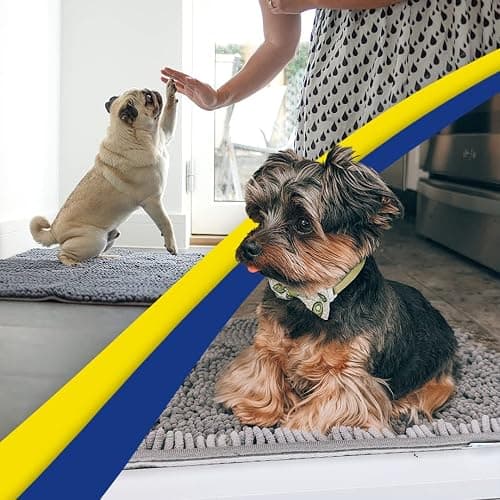 Muddy Mat® Shown on TV Super Absorbent Microfiber Dog Door Mat for Muddy Paws, Non-Slip Washable Pet Rug, Quick Dry Chenille Entryway Carpet, Machine Washable Indoor Outdoor mat, Grey 30"x19" thumbnail 6