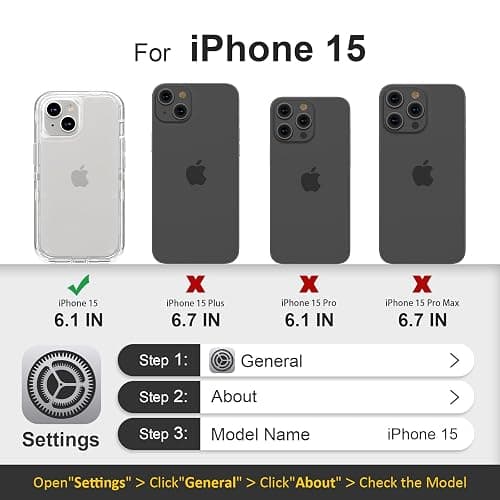 Follaroma for iPhone 15 Case, Heavy Duty Shockproof Protection Phone Cases, Anti-Drop, Dual Layer Transparent Protective Cover Compatible with iPhone 15, 6.1 inch,Crystal Clear thumbnail 2