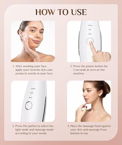 Dopsikn 7 Color Galvanic Machines - Red Light Therapy for Face and Neck, Face Massager Tool for Wrinkles, Double Chin, Vibrating Facial Massager with Thermals, White thumbnail 6