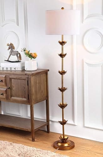 Safavieh FLL4003A Lighting Collection Landen Leaf 63.5" Antique Gold Floor Lamp, Metal thumbnail 3