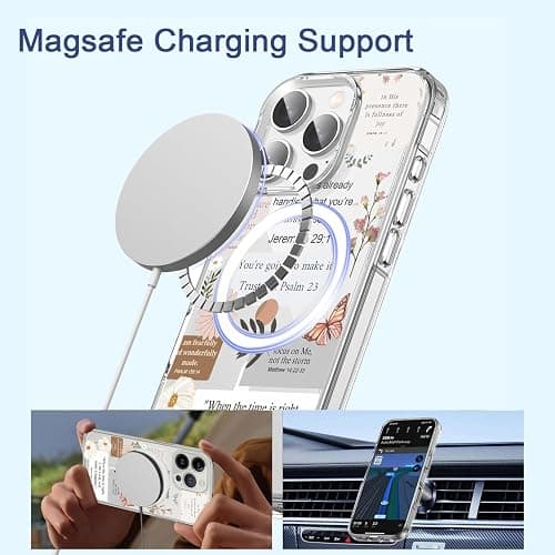 Mlahiotte Magnetic for iPhone 17 Pro, Compatible with Magsafe, Christian Quotes Collage Phone Case Clear Shockproof Protective Cover for Women Girls thumbnail 3