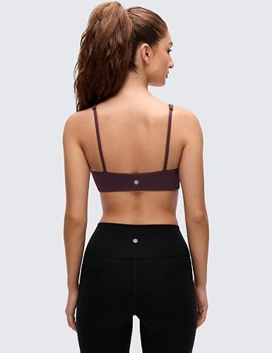 CRZ YOGA Butterluxe Square Neck Sports Bras for Women - Low Coverage Spaghetti Strap Yoga Wireless Padded Cami Crop Top thumbnail 2