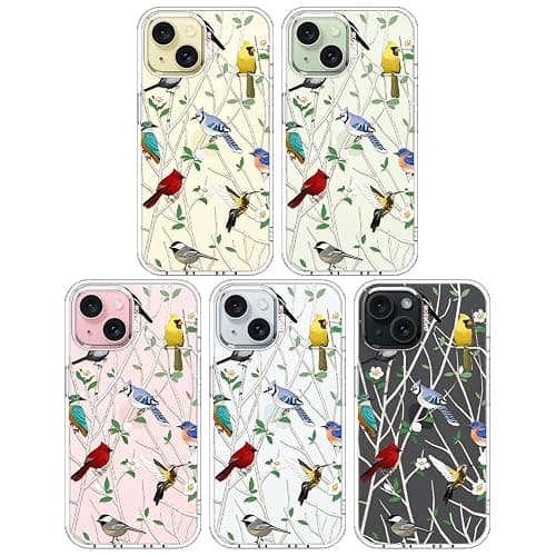 MOSNOVO Case for iPhone 15, [Buffertech 6.6ft Military-Grade Drop Protection] [Anti Peel Off Tech] Clear TPU Bumper Phone Case Cover Design - Wild Bird thumbnail 3