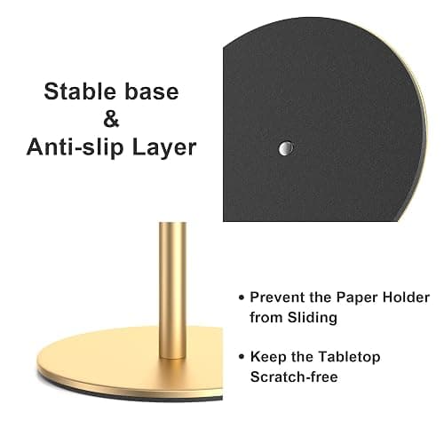 Gold Free-Standing Paper Towel Holder, Premium Stainless Steel Towel Holder for Rolls Organizer, Classic Fashion Roll Dispenser for Kitchen thumbnail 5