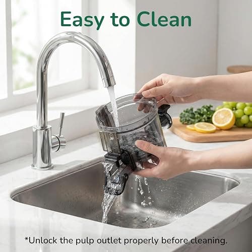 Canoly C03 Cold Press Juicer, 4.5" Wide Feed Chute Juicer Machine with 200W AC Motor, Fit Whole Vegetables & Fruits, 2-in-1 Strainer (Juice & Nut Milk Maker), Space-saving, Easy to Clean, Dark Gray thumbnail 11