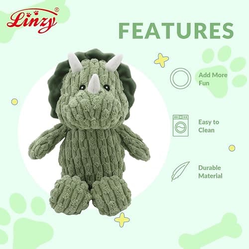 (1 Pack) Green triceratops plus dog toy  thumbnail 2