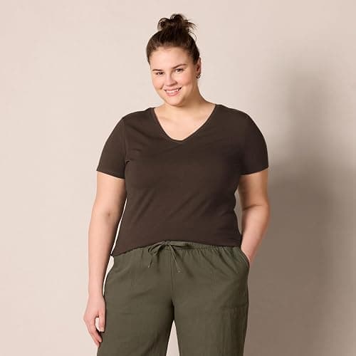 Amazon Essentials Women's Regular-Fit Short-Sleeve V-Neck T-Shirt thumbnail 6