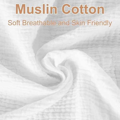 PET REJOIR 2 Pack Muslin Fitted Crib Sheets for Baby Girls & Boys-Neutral Breathable Crib Mattress Protector for Standard Crib Mattress (28"x 52") -White Crib Sheets No Slip Toddler Cotton Bedding thumbnail 4