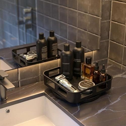 Cologne Organizer for Men, 360°Rotating Bathroom Organizer Countertop, Perfume Organizer, Vanity Tray for Perfume, Skincare, Shaving Kit, Bathroom Storage, Gift for Men thumbnail 8