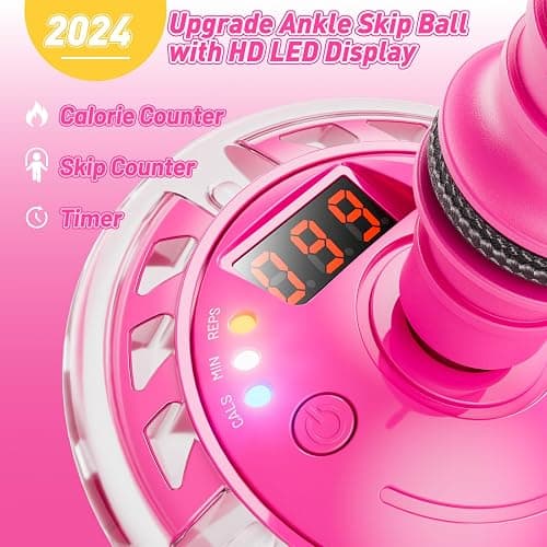 Flooyes Skip Ball for Kids, Ankle Skip Ball Toy with Counter, Timer and Cal Calculator, Girl Birthday Gifts for Age 6 7 8 9 10+, Rechargeable Colorful Flash Wheel Skip Ball for Girls Women thumbnail 2