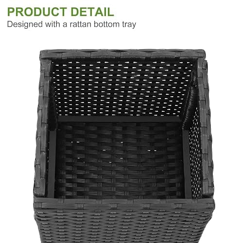 LEWIS&WAYNE Set of 2 Tall Planters for Outdoor Plants Handmade 24'' Wicker Tall Square Planter Box with Removable Liners Modern Planter for Indoor Outdoor Garden Patio Front Porch - Black thumbnail 4
