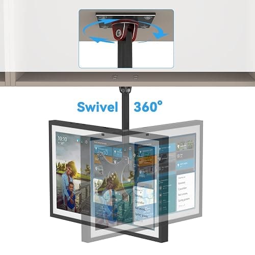 Almoz Under Cabinet Mount for Echo Show 15, Height Adjustable Stand, Wide Range of Motion, Keeps Counters Clear, Tilt and Swivel Mount for All Show 15 Generations, Also Fits Show 21 (Height-Black) thumbnail 4