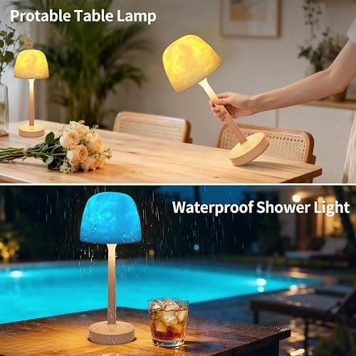 Lumoza Shower Lamp - Waterproof Bathroom Lamp with 16 Color Ocean Wave Projector, Rechargeable Shower Light with Touch & Remote Control, 2-in-1 Cordless Light for Inside Shower/Bathtub thumbnail 4