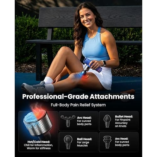 BOB AND BRAD A7 Pro Massage Gun with Heat & Cold Therapy for Back Pain & Recovery - 11mm Deep Tissue, Portable Quiet Handheld Gun, FSA-HSA Eligible with Case thumbnail 4