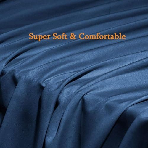 SONORO KATE Bed Sheet Set Super Soft Microfiber 1800 Thread Count Luxury Egyptian Sheets Fit 18-24 Inch Deep Pocket Mattress Wrinkle-6 Piece (Navy Blue, Queen) thumbnail 6