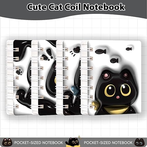 Mangpung 24 Packs Cute Black Cat Mini Notebooks Kawaii Portable Pocket Notebook for Black Cat Birthday Party and Office Party Favors College Ruled Pages thumbnail 5
