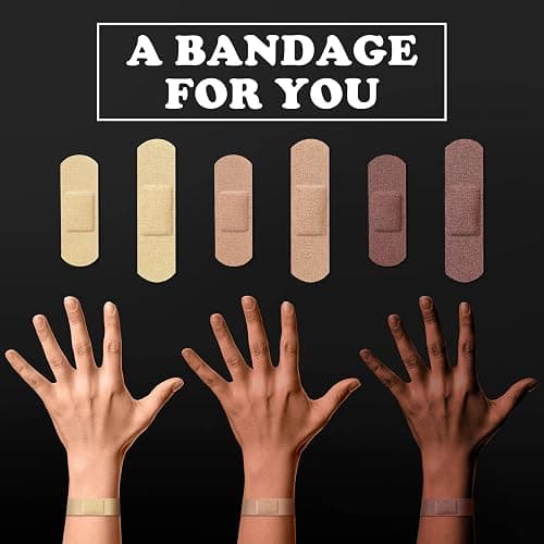 Yinder 300 Pcs Skin Tone Bandages Shade Flexible Fabric Adhesive Bandages Pack for First Aid Protect Cuts Scrapes Scratches, 2 Sizes(Colorful) thumbnail 5