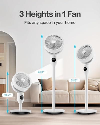 Candy Standing Fan for Bedroom, 3 Heights Adjustable Pedestal Fan with Remote, 90° Oscillating Floor Fan, 8 Speeds & 3 Modes, 25dB Quiet Room Fan, 12H Timer, for Dorm, Home, Office thumbnail 2