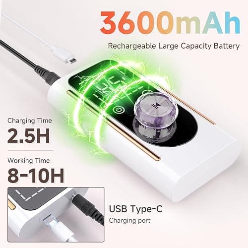 Nail Drill, Portable Electric Nail File 45000RPM, Rechargeable Nail Drill Professional with Bits & Base, for Acrylic Gel Nails, E-File Machine, Manicure Polishing, for Salon Home, White thumbnail 5